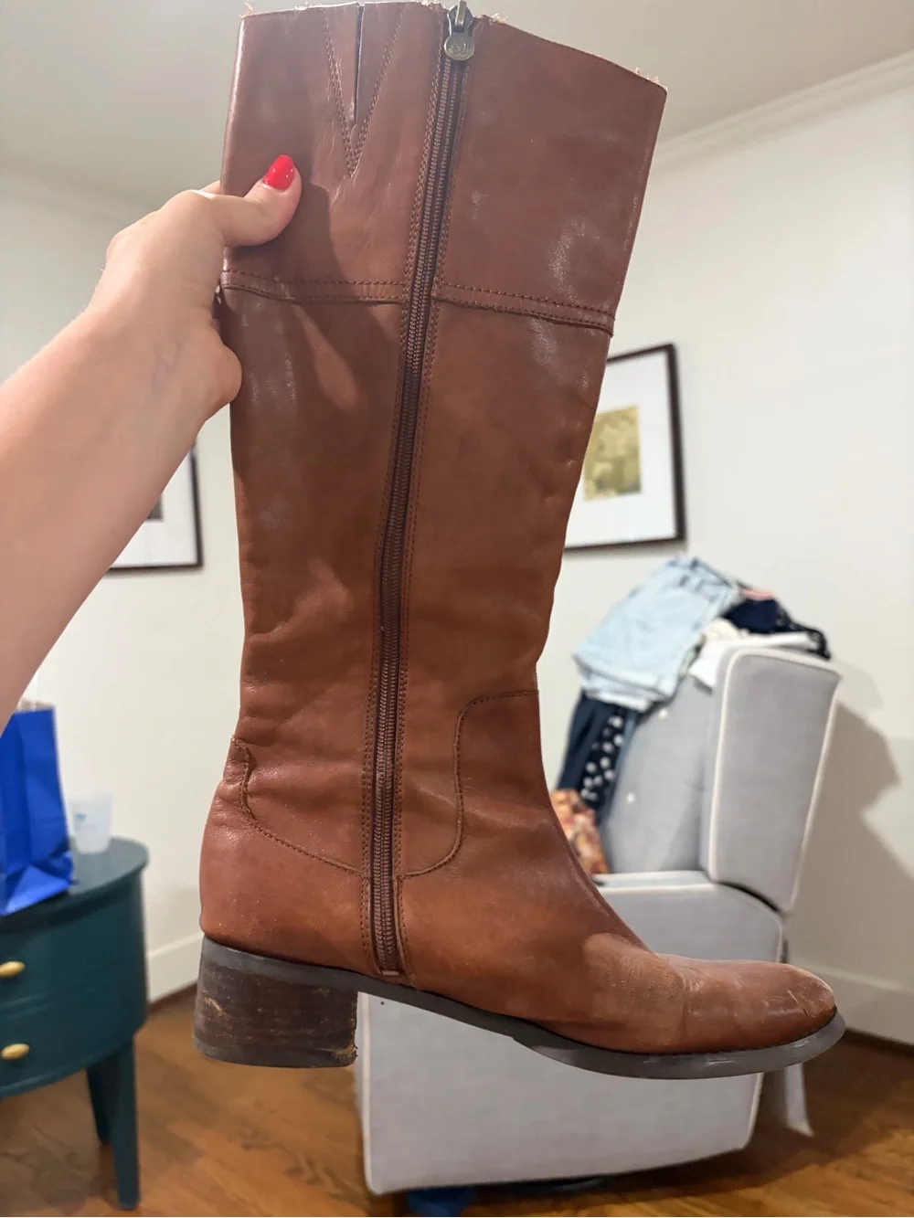 Etienne Aigner Tall Brown Leather Riding Boots